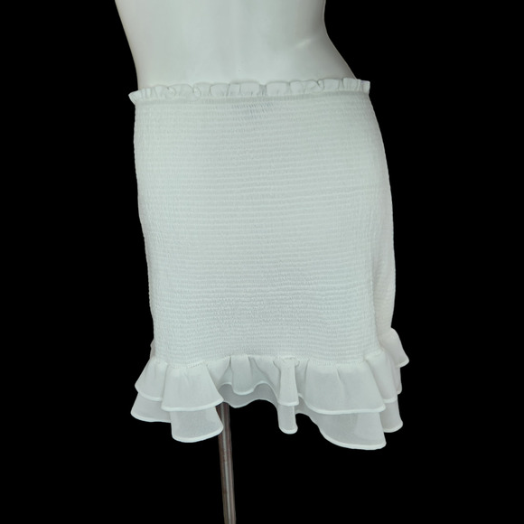 1. State Smocked Double Ruffle Hem Mini Skirt In White Women's Size Small NWT - Picture 6 of 11